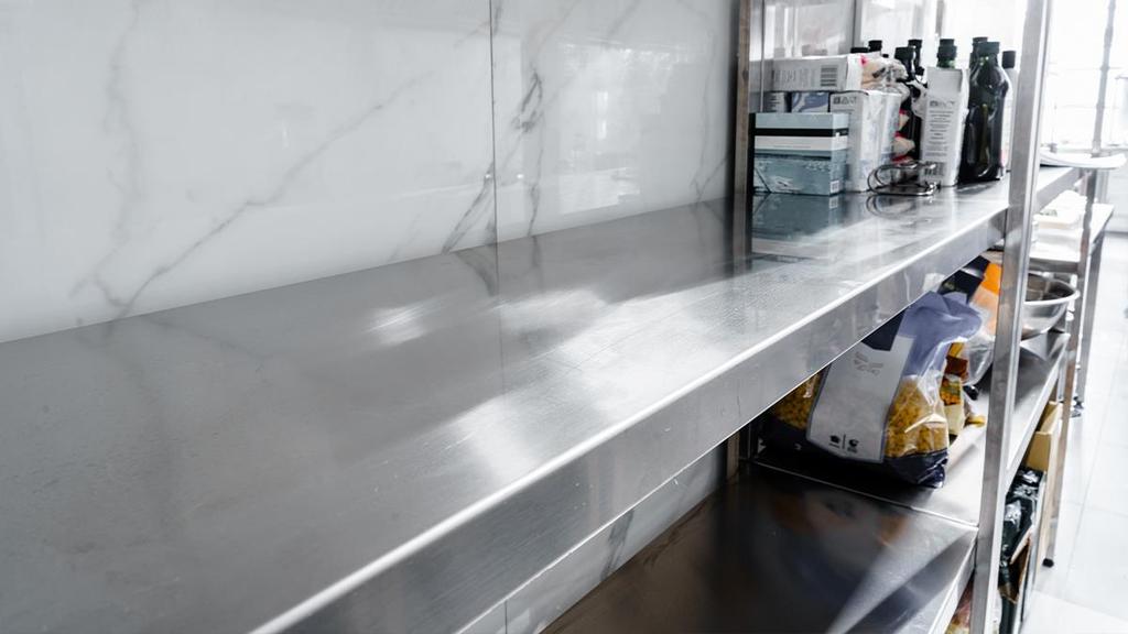 Steel has the feature of high resistance. Therefore you need not worry about any stains on your kitchen shelf.