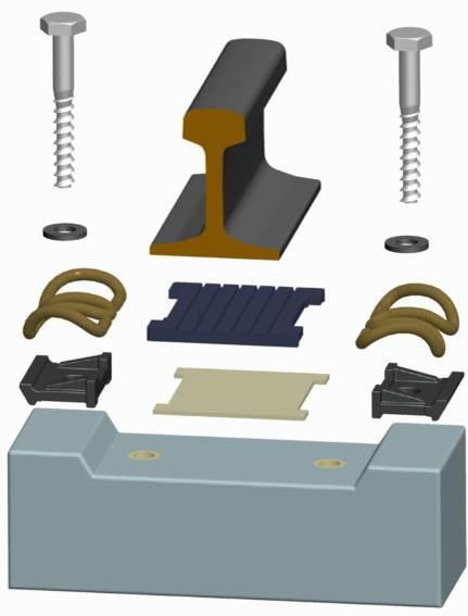 High Speed Railway Fastening System Technology V-type Spring Clip Fastener Components V-type Spring Clip Fastener (hereinafter referred to as fasteners) are composed of screw spikes, flat washers,