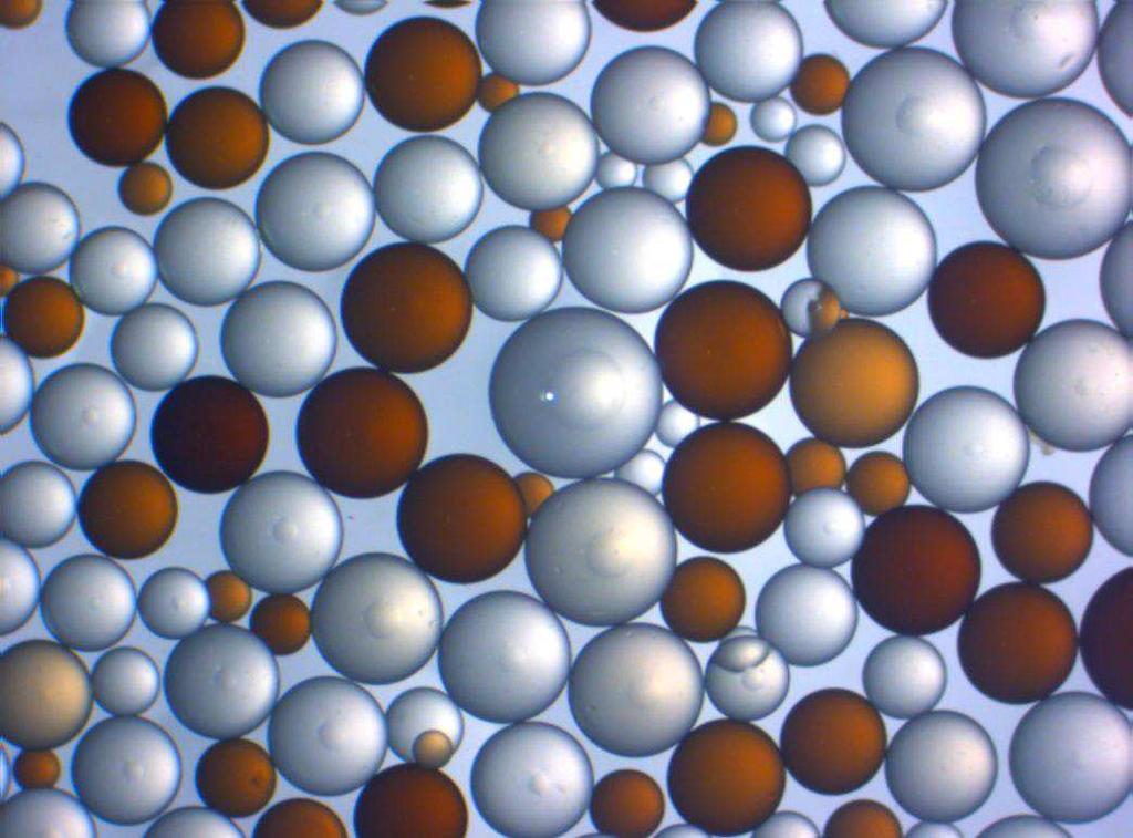 Lewatit heterodispersed resins in a mixed bed Due the particle distribution and true density, some of cation and anion beads settle together 0,4% Differntial Volume, Vol.
