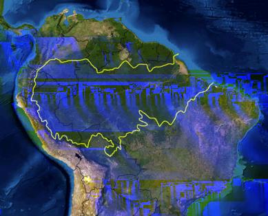 Figure 1: Map of the Amazon rainforest. The Amazon rainforest, shown in Figure 1, covers around 530 million hectares of land (Soares-Filho et al.