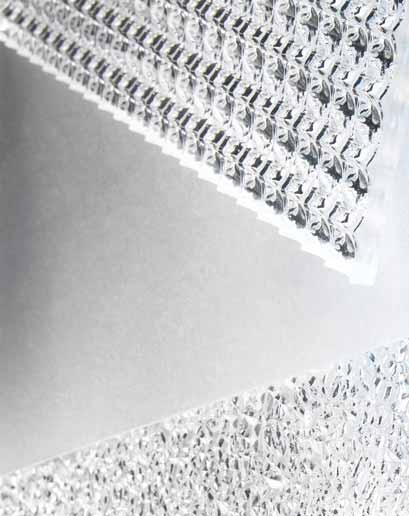 PATTERNED ACRYLIC (PMMA) AND POLYSTYRENE (PS) SHEET Ideal for lighting applications. Prismatic, Cracked Ice, Flat Mist, Egg Crate and Prisma Square patterns for lighting applications.