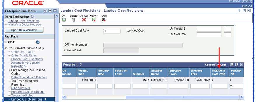 Page 5 of 21 A landed cost can be included in the items unit cost. The Include in Cost (Y/N) field indicates whether the landed cost is to be added to the items unit cost.