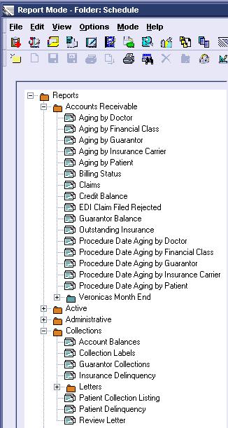 AR Reports-Common Accounts Receivable Aging by Procedure Date Aging Outstanding Insurance Credit Balance