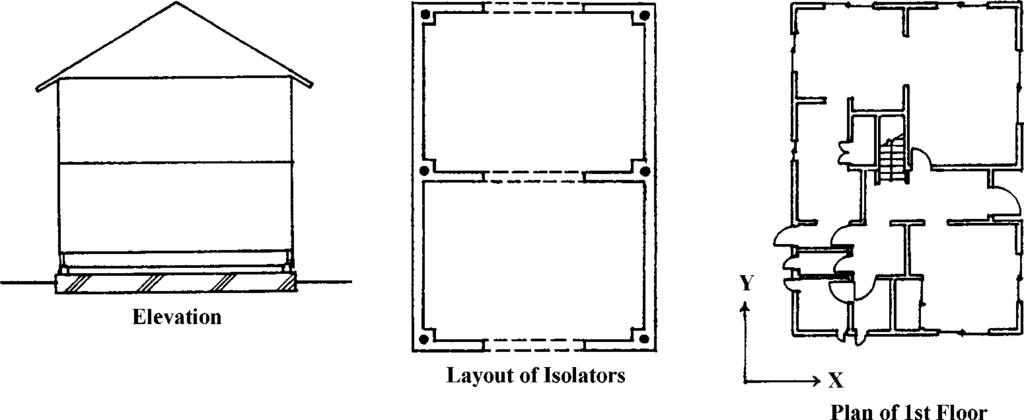 SEISMIC PROTECTION OF WOOD STRUCTURES: LITERATURE REVIEW 553 Figure 1. Plan and elevation views of two-story light-framed wood building with an elastomeric base isolation system.