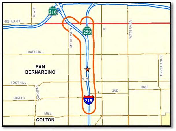 Phase: Landscape I-215 Corridor Type: Mainline I-215 WIDENING CENTRAL SAN BERNARDINO This project built or replaced 16 bridge structures on the I- 215 freeway through San Bernardino, added a carpool