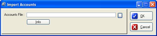 Accounts This menu item will import a CSV file containing Accounts. The initial window looks as below.