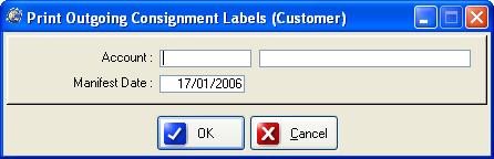 Customer Outgoing This menu item allows you the user to print out all the labels for outgoing consignments for