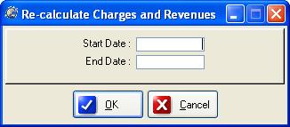 Re-calculate This menu item, allows you to re-calculate the costs/revenues for all the consignments within the date range you specify.