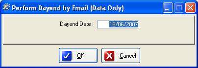 By Email This menu item allows you to send the day-end details via email. The initial window looks as below.