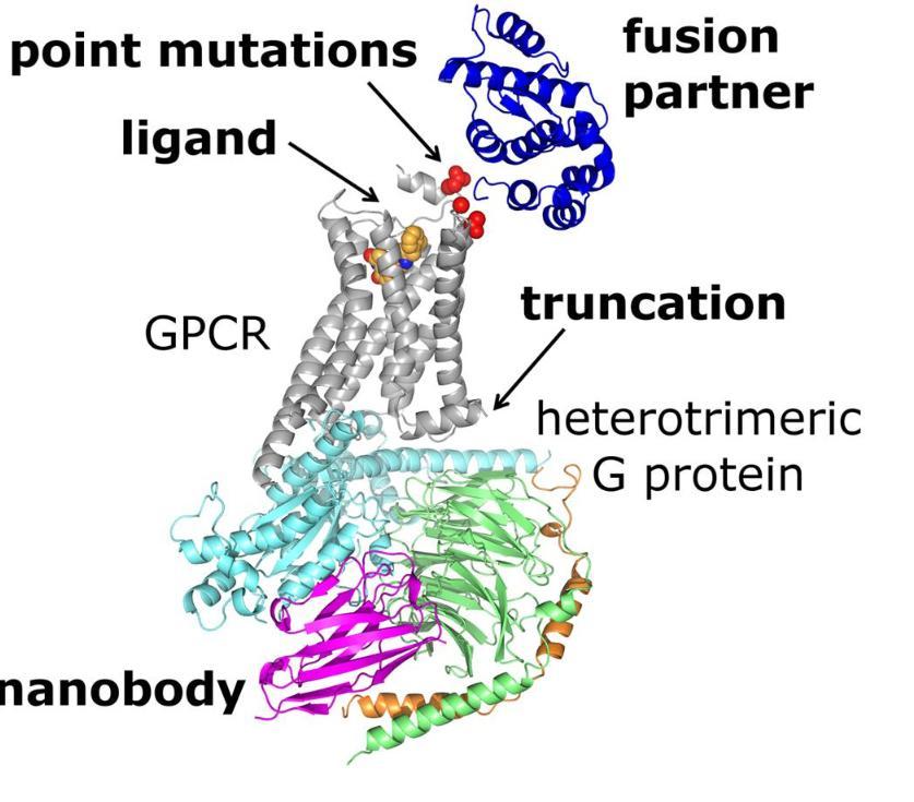 Technologies known for GPCR crystallization These past years have seen a number of new technology to crystallize GPCRs Crystal structure of the β 2 - adrenoceptor G s