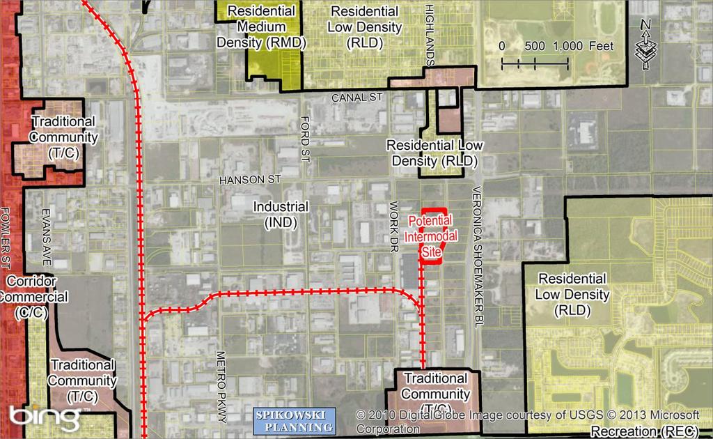 Figure 5-1: Location of Proposed Intermodal Transfer Terminal Source: Spikowski Planning A trailer or container arriving by rail at the new CSXT Winter Haven ILC could be transported by truck to the