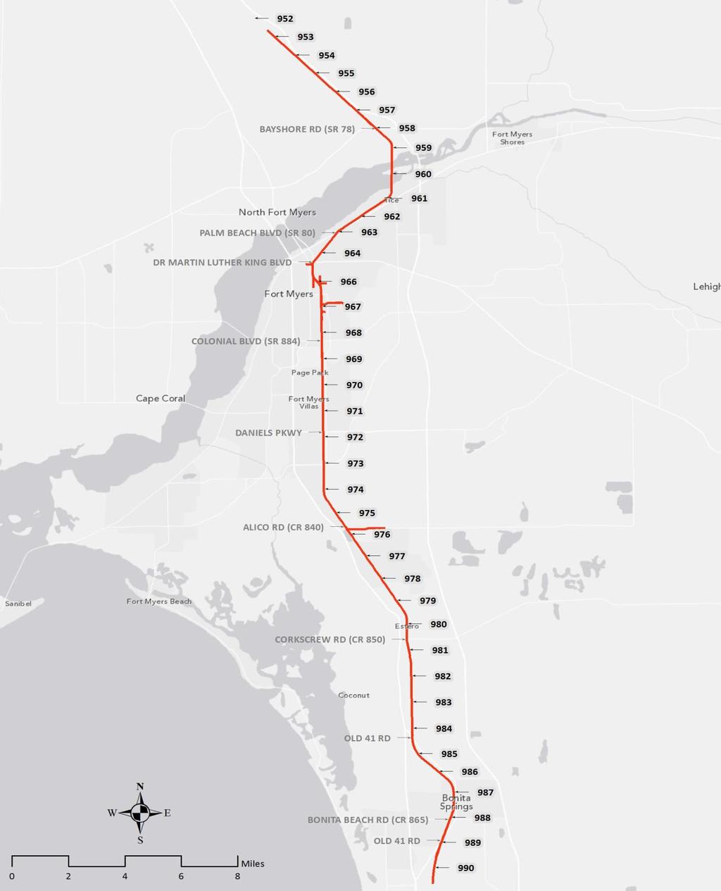 Figure 1: SGLR Corridor with Mileposts Source: