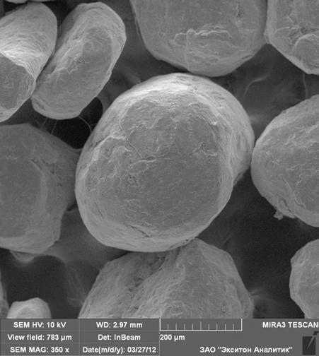 Detailed analysis of powder surface by high resolution SEM did not reveal CNT agglomerates but showed separated CNT embedded in the metal particles surfaces. FIG. 2.