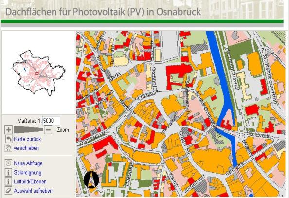 Catalogue of energy measures Sun Area: Solar energy potential of Osnabrück s roofs Information about the solar potantials are based on a project called Sun Area coordinated by the University of