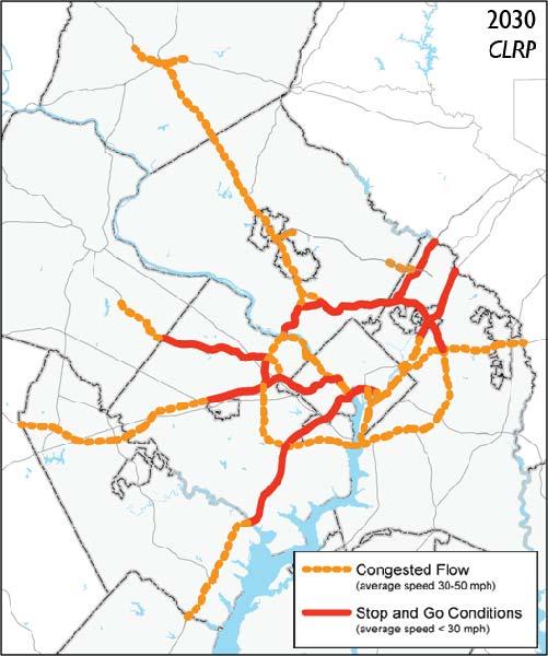 of the congestion data, the most congested corridors during the afternoon peak period are the following: the northwestern half of the Capital Beltway, I-270 from the Beltway to north of Gaithersburg,