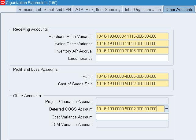 New Features in Discrete Manufacturing Inventory Parameters Deferred COGS Account