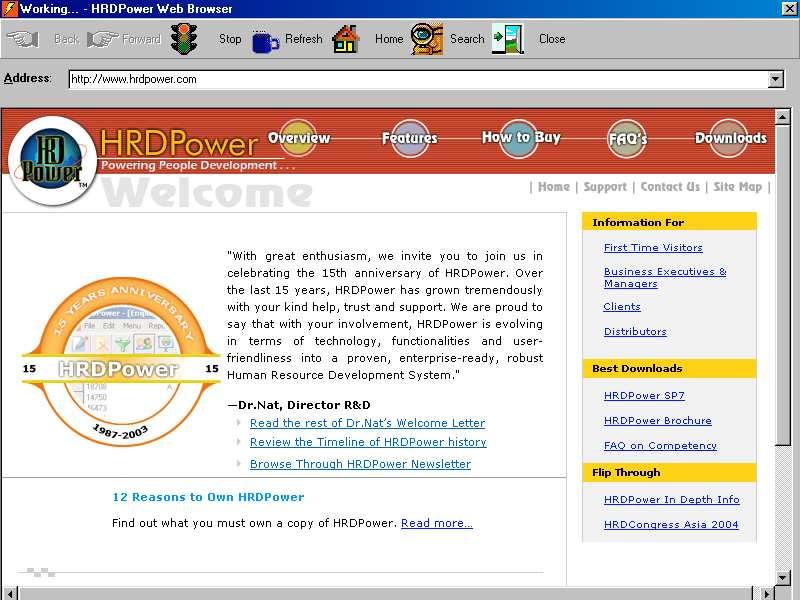 Web A native browser of HRDPower can be
