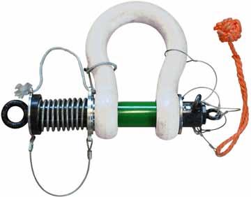 P- Green Pin ROV Spring Release Polar Shackles spring loaded : bow and pin alloy steel, Grade, quenched and tempered Safety factor : MBL equals x WLL : body white painted, pin green painted