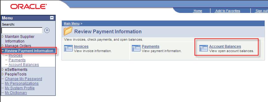 Review Payment Information - Account Balances The Account
