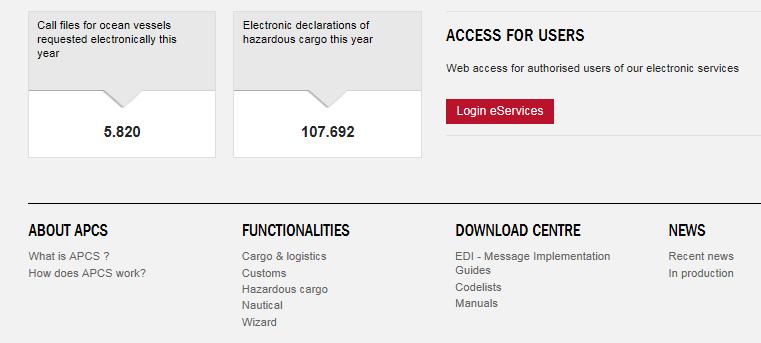 APCS Website Single sign-on Access dashboard