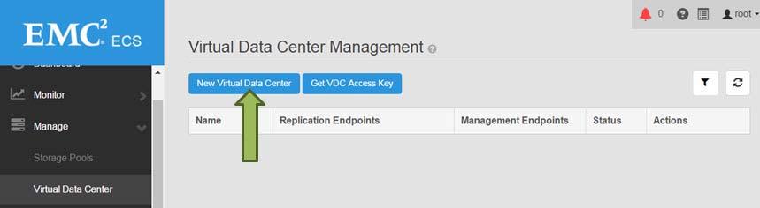If a VDC containing the IP addresses for the nodes you want to have the Cloud Tier data written to is not already created, select New Virtual Data Center.