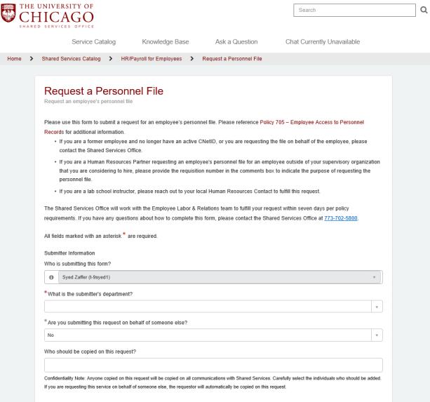 Personnel File Request Process Initiating with a ServiceNow Form Purpose: Active employees can request a personnel file via ServiceNow; these files will be uploaded to Workday.