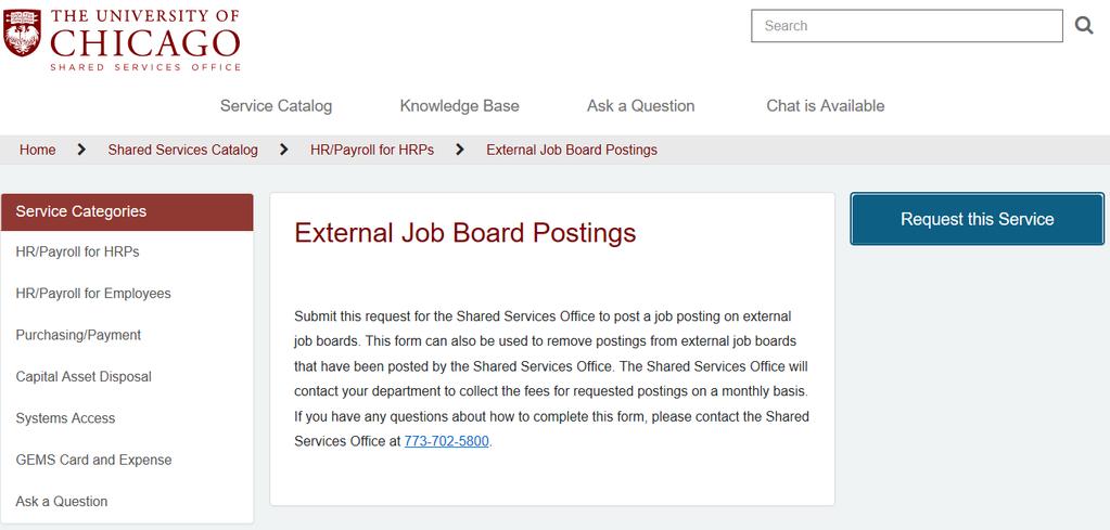 Posting Positions on External Job Boards Submitting process for external posting/removal request HR