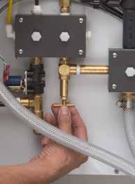 Installation and Setup: (continued) 11. Check feed water connections for any leaks. 12. Shut the valve by turning lever to close the inlet solenoid valve. The word OFF should now be visible. 13.
