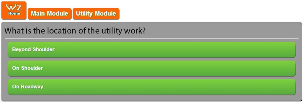 QUESTION OBJECTS The first relevant question for this example involves the location of the utility work Given