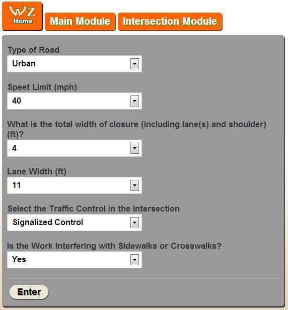 INTERSECTION EXAMPLE Following through the flow chart logic within the Intersection Module, the user will be directed to dynamic