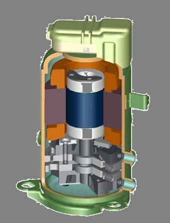 SANYO CO2 Compressor Internal Intermediate Pressure Structure - High Reliability - Light Weight Two Stage