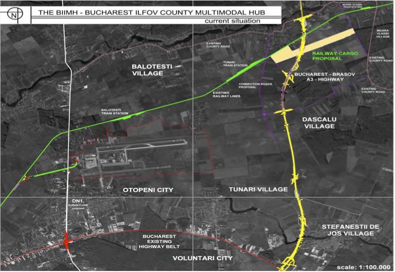 The proposed location for the BIMH project 114 ha Moara Vlăsiei commune (Ilfov County),