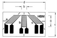 HBM strain gauges Series Y with 3 measuring grids / rosettes RY81 0 /45 /90 rectangular rosette with a = 10,8 10-6 /K (6.