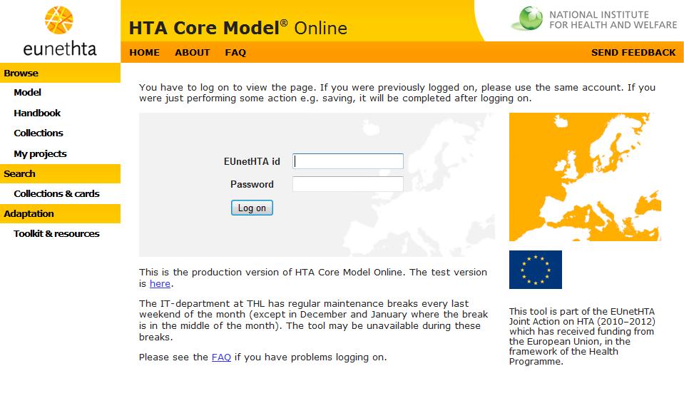 The HTA Core Model Online Access to the