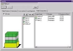 8 Screenshot showing a three-layer pallet. Colours show the operator which layers have the same pattern and which layers have different ones.
