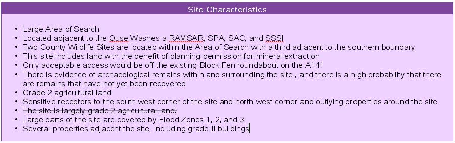 CS25, CS26) Site Characteristics M25 Appendix A, A.3 Inset Map.