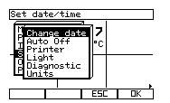 2.4 Change date and time (1) To change date and time you must change the screen from analyzer view (003) to Control Unit view (001).