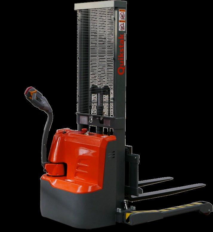 Quikstak S-Series Standard lift height 1600mm, optionally 2500mm or 3000mm Built-in limit switch and overload protection Ergonomic tiller with dual-hand controls: - Forward/Reverse