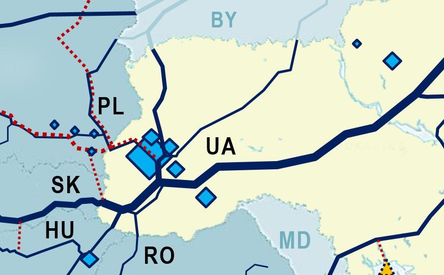 geographical location of storages allows gas supply from one point on the Ukraine-EU border to 6 countries A valuable complex of assets with potential privatization of