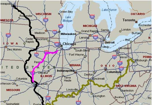 In Figure 8, the North American railway network is shown. The two largest U.S.