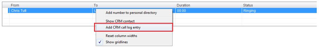 3.3 CALL LOG ENTRY When integrated with Agile CRM, Unity can add call log entries on behalf of the user, as outlined