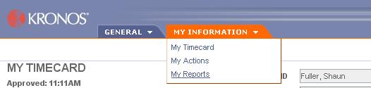 Running a Report The My Report screen offers several options in a drop down box on your screen. 1.