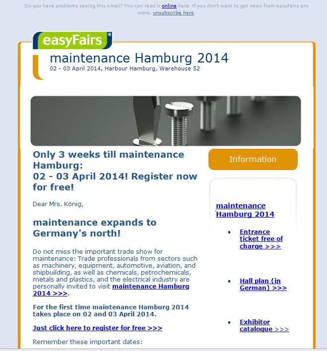 Online Multi-stage email campaigns Monthly newsletter specials from "Instandhaltung" (approx.