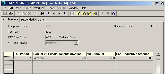 2.3.2 Print VAT book In case of a preliminary print, the VAT Book Printout (tfgld952) table is now also written.