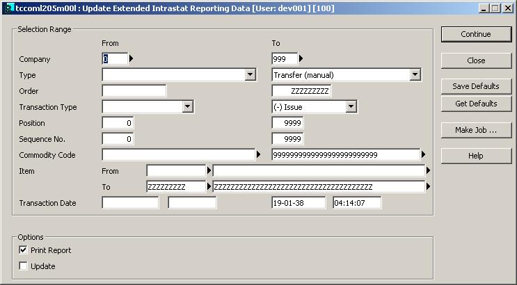 2.5.2 Processing The new fields described in the previous section introduced in the Import/Export Statistics (tccom710) table can be populated for the existing data using the Update Extended