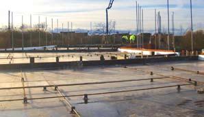TAB-Raft slab thickness goes typically from 300 to 2000 mm and uses steel fibres as the only reinforcement.