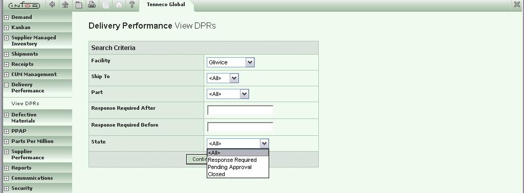 1. DPR Response - Suppliers Please log-in on S-WEB with the supplier ID and password. Select Delivery Performance on the menu bar at the left part of the screen. Then click on View DPRs.