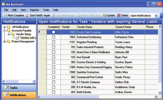 Notification Log The MyAssistant Notification Log provides a central location to see unresolved issues for the different areas of your business.
