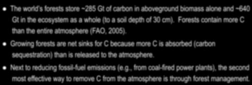 ! Growing forests are net sinks for C because more C is absorbed (carbon sequestration) than is released to the atmosphere.