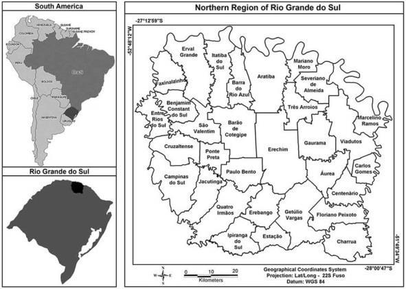MATERIAL AND METHODS Study Area This study was conducted in southern Brazil, in a region located between the geographic coordinates 27º12'59" to 28º00'47"S and 51º49'34" to 52º48'12"W (Figure 1).